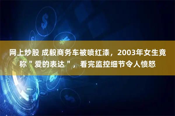 网上炒股 成毅商务车被喷红漆，2003年女生竟称＂爱的表达＂，看完监控细节令人愤怒